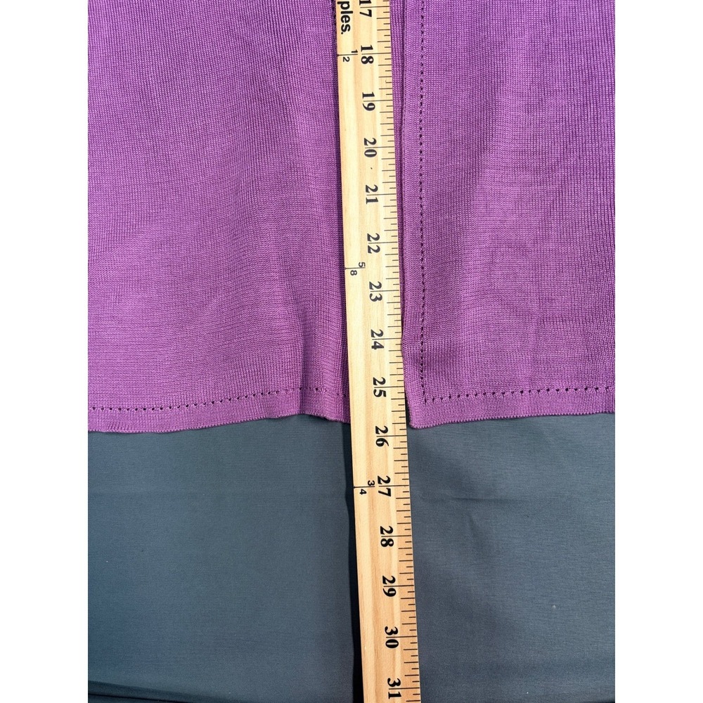 Ann Taylor 100% Silk Cardigan Sweater Purple V-Neck Long Sleeve Large Orchid - Picture 12 of 16